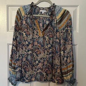Current Air Blue Multicolor Paisley Blouse